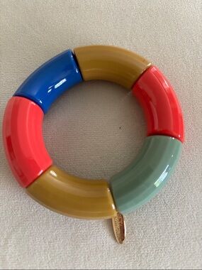 Plunder Design Trendy Jewelry Minnie Acrylic Macaroni Bead Elastic Cuff Bracelet